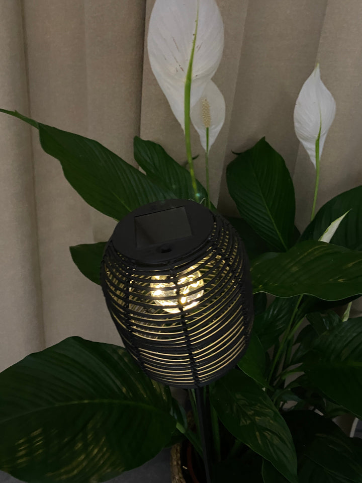 Sollykta med glödlampa och spjut Ø13x17/80 cm svart