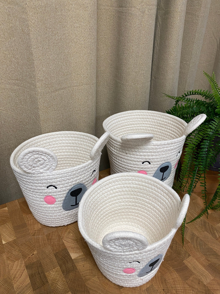 Korgset med handtag - 3 stycken vita