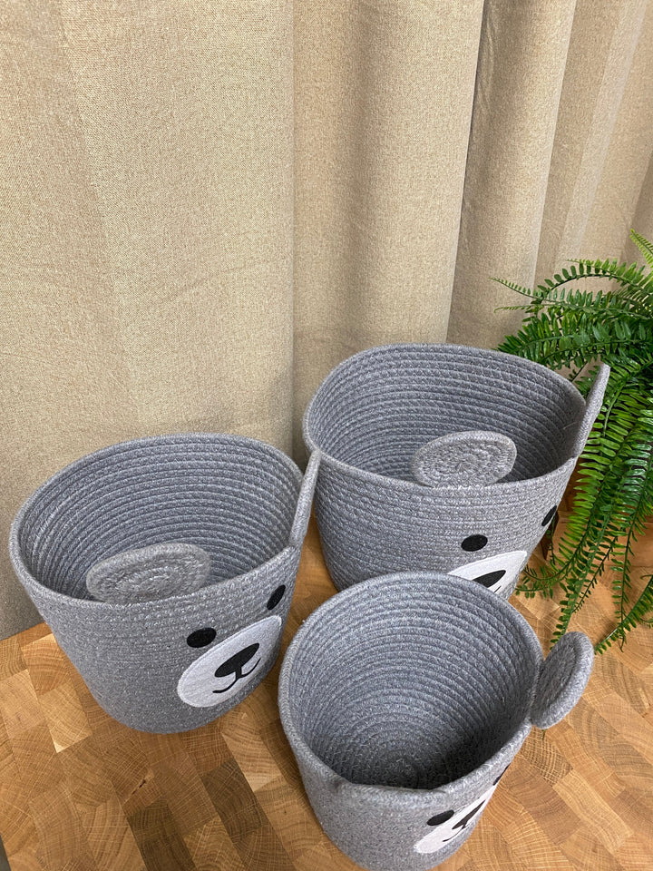 Korgset med handtag - 3 stycken grå