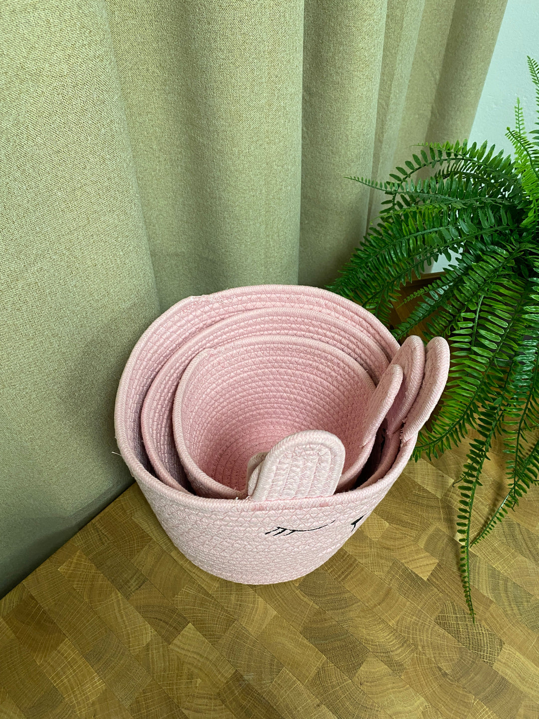 Korgset med handtag - 3 stycken rosa