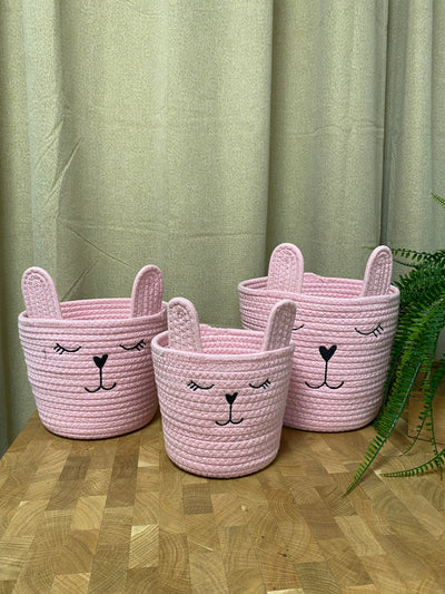 Korgset med handtag - 3 stycken rosa