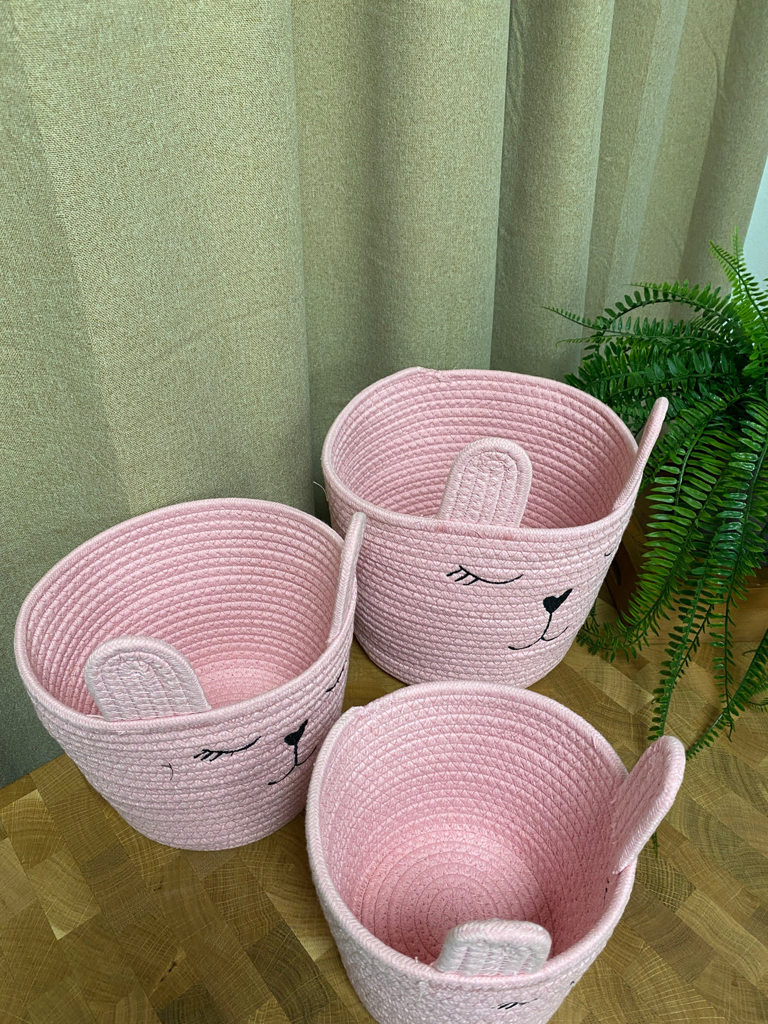 Korgset med handtag - 3 stycken rosa