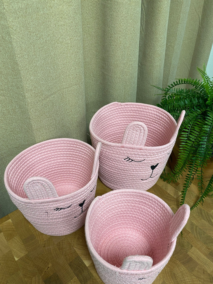 Korgset med handtag - 3 stycken rosa