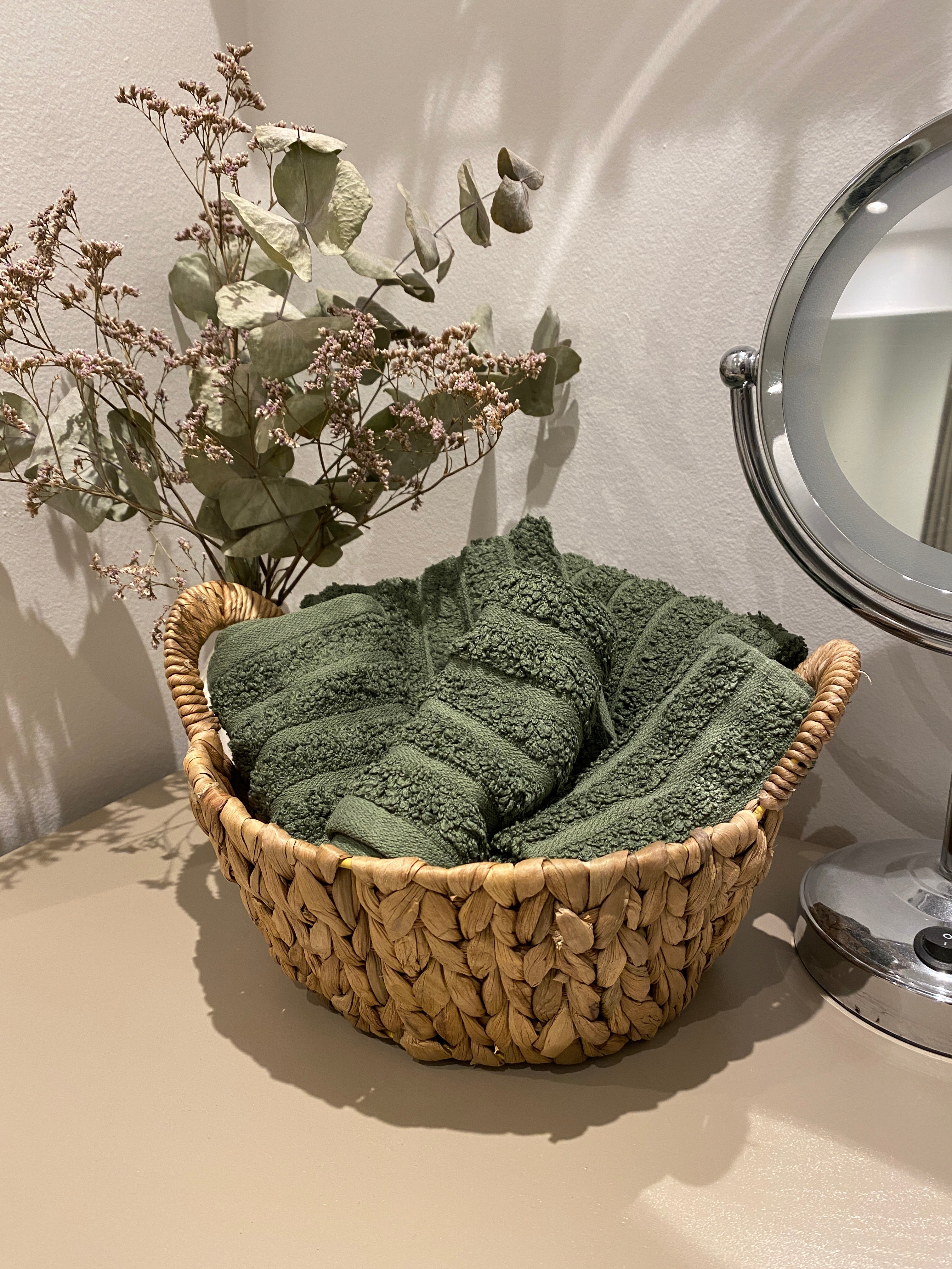 Korg med handtag - rund rotting