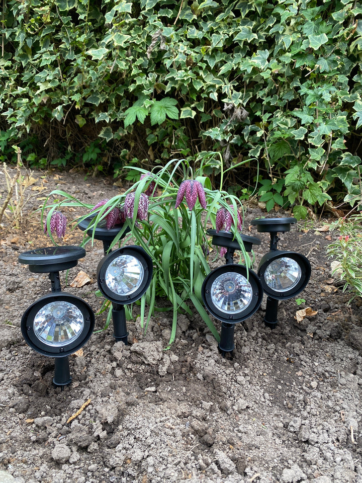 Solar trädgårdsspot 13x8,5x27 cm svart plast 4 st.