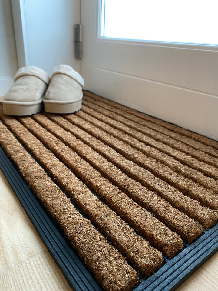 Dörrmatta - med ränder i kokos och gummi 45x75 cm