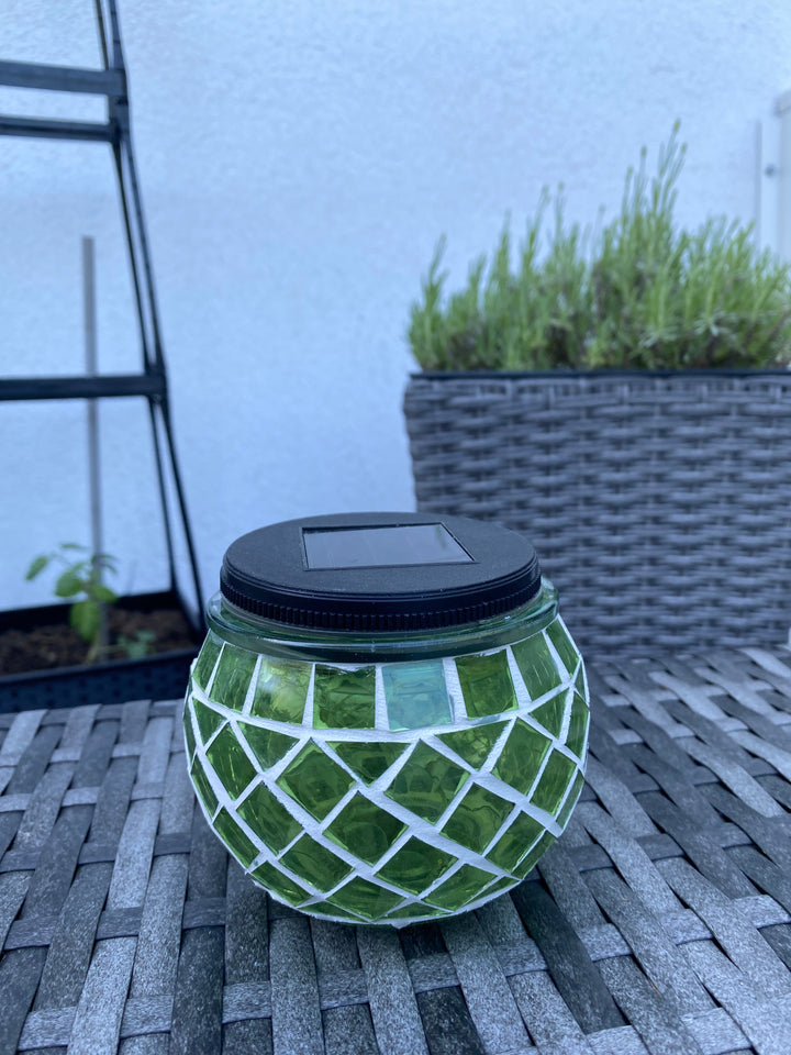 Solcellslampa mosaik Ø10xH9 cm grön