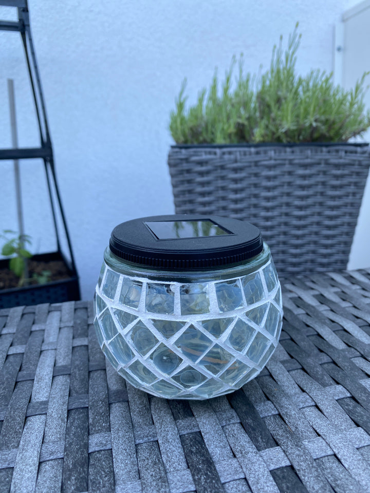 Solcellslampa i mosaik Ø10xH9 cm klar