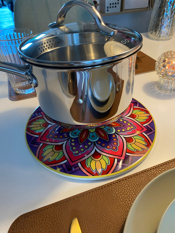 Keramisk underlägg med korkbas Ø 25 cm - rövmotiv