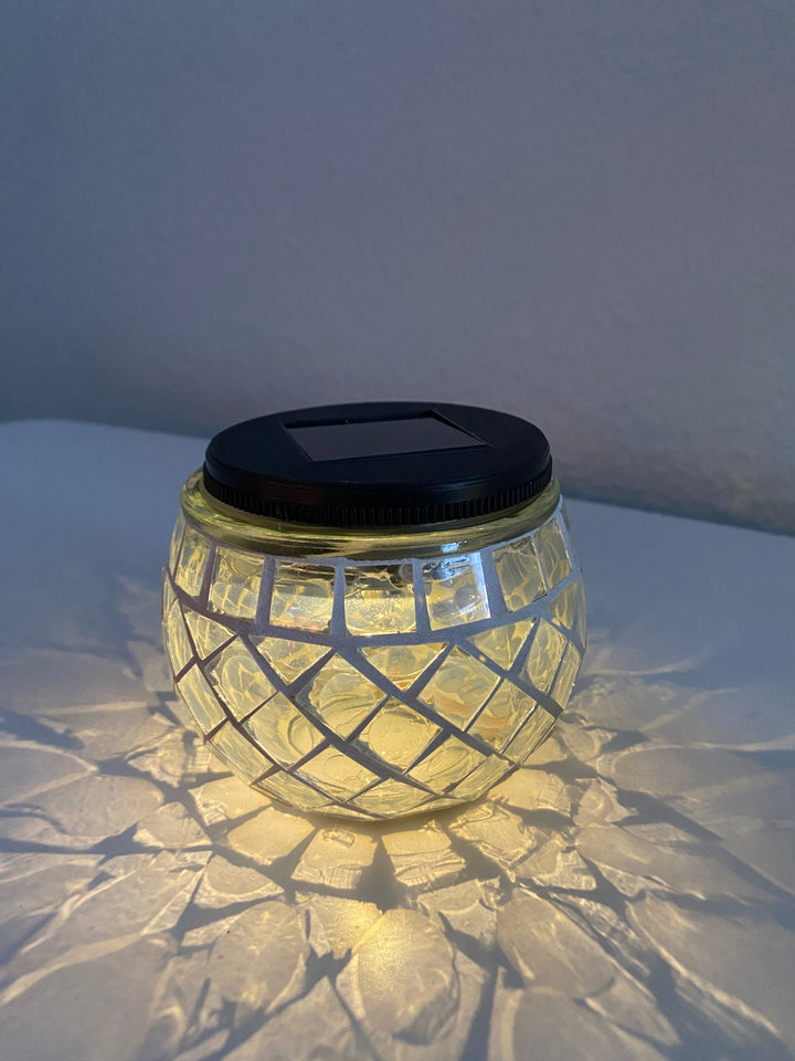 Solcellslampa i mosaik Ø10xH9 cm klar
