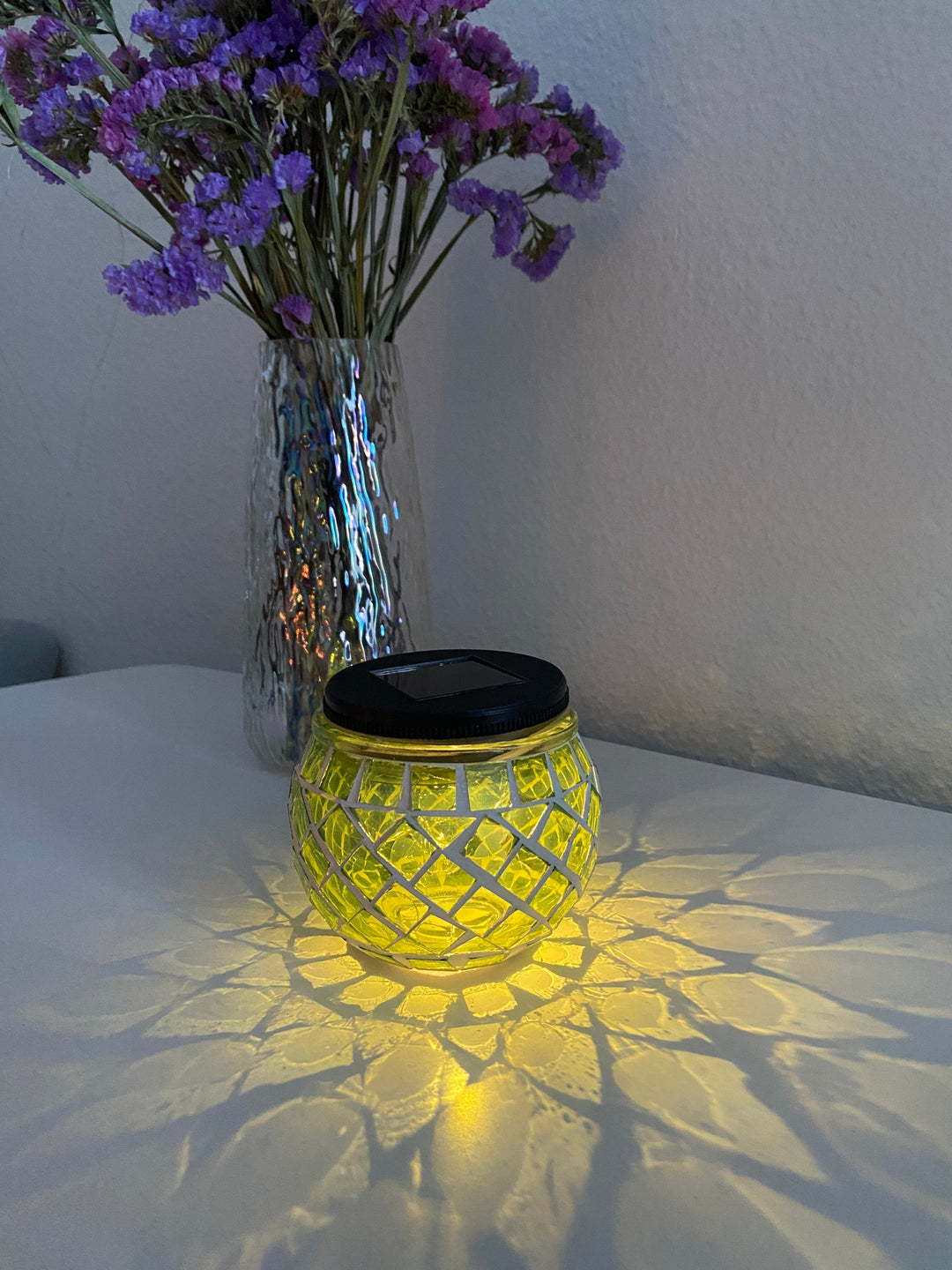 Solcellslampa mosaik Ø10xH9 cm grön