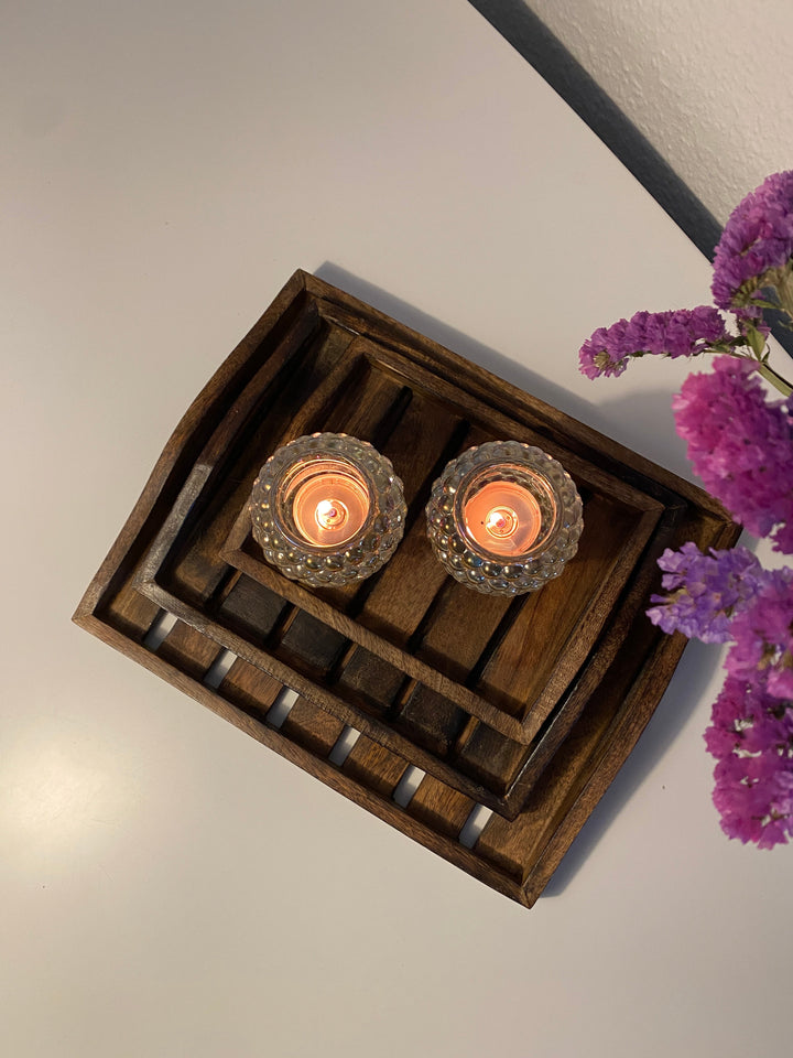 Brickset 3 st. mörkbrunt trä