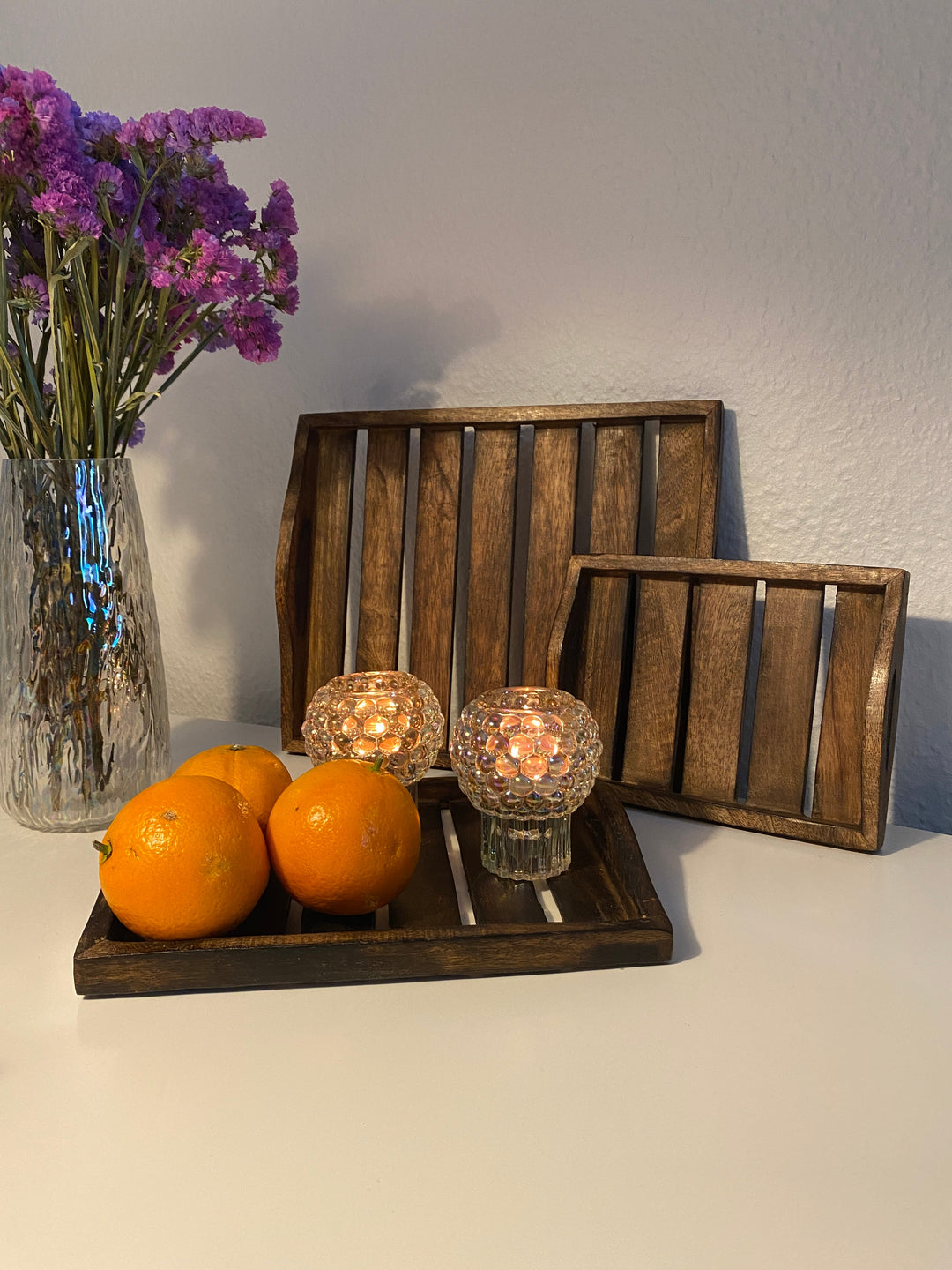 Brickset 3 st. mörkbrunt trä