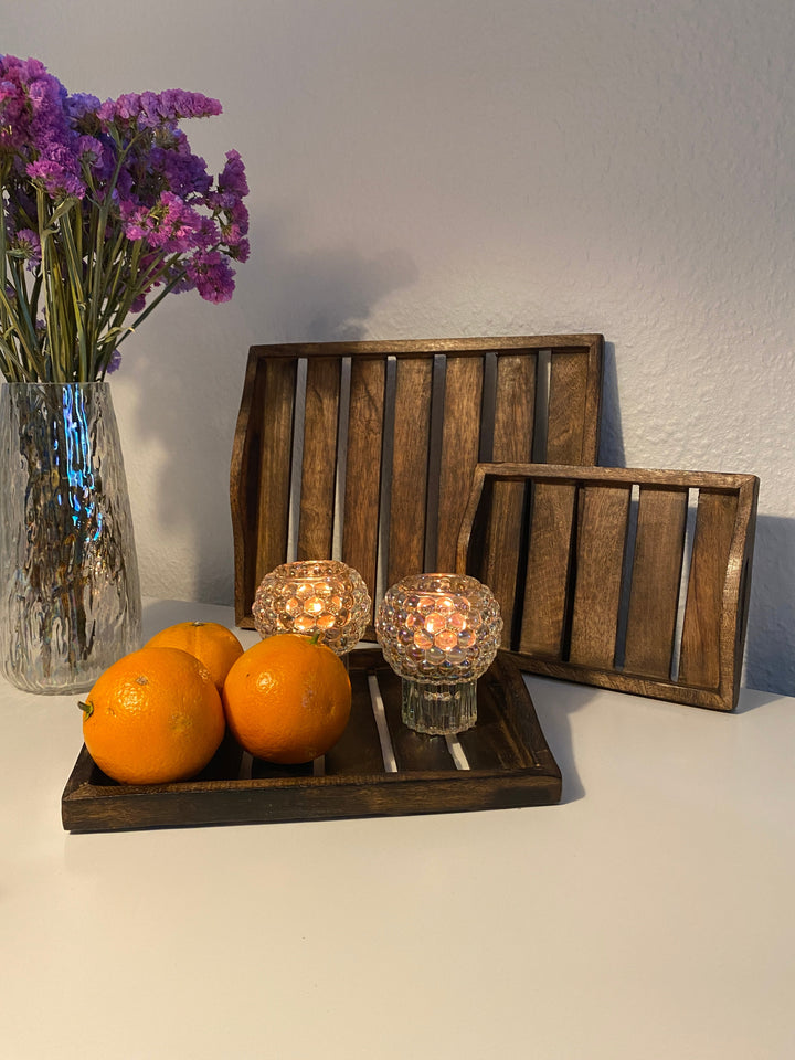 Brickset 3 st. mörkbrunt trä