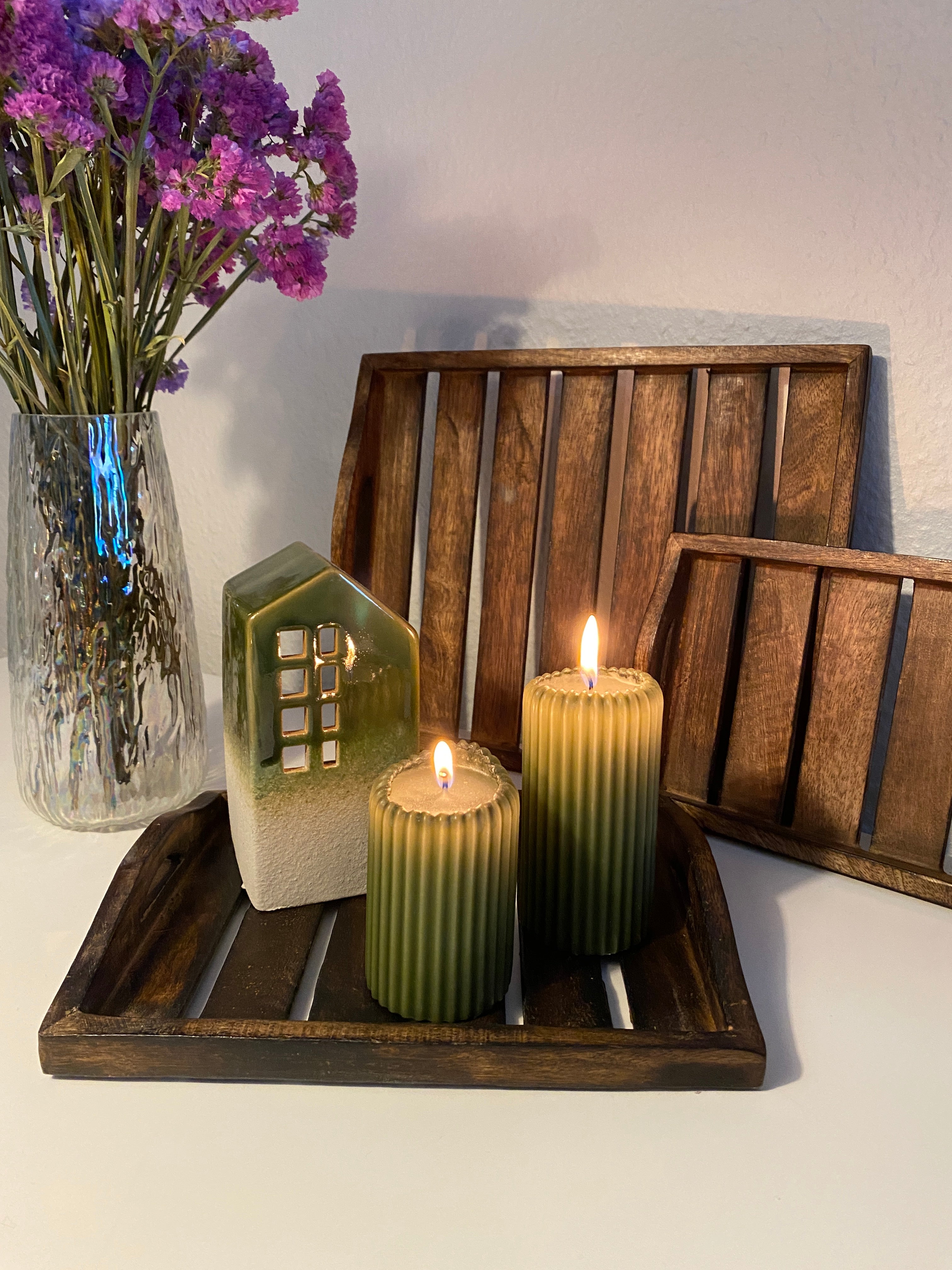 Brickset 3 st. mörkbrunt trä