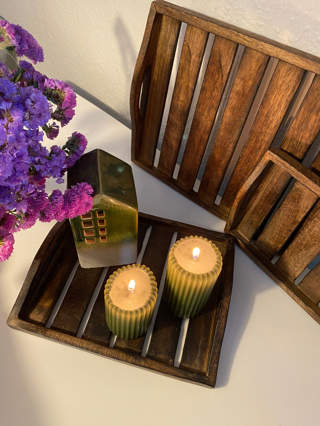 Brickset 3 st. mörkbrunt trä