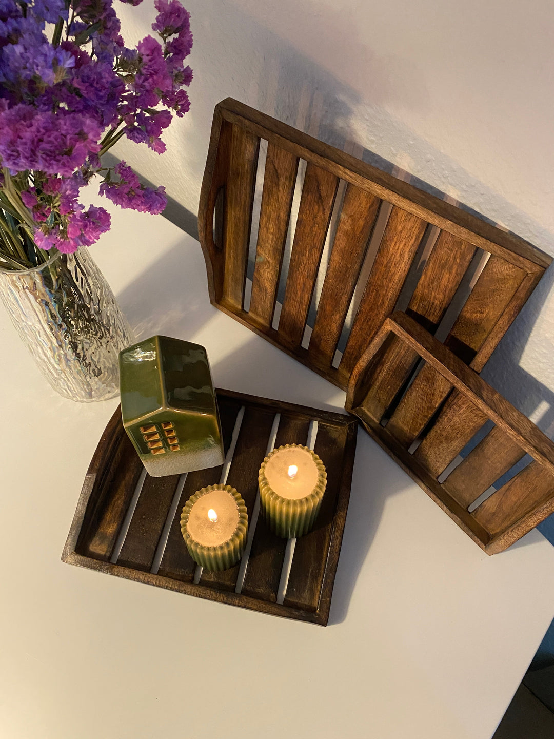 Brickset 3 st. mörkbrunt trä