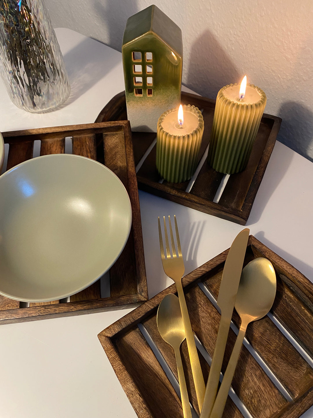 Brickset 3 st. mörkbrunt trä