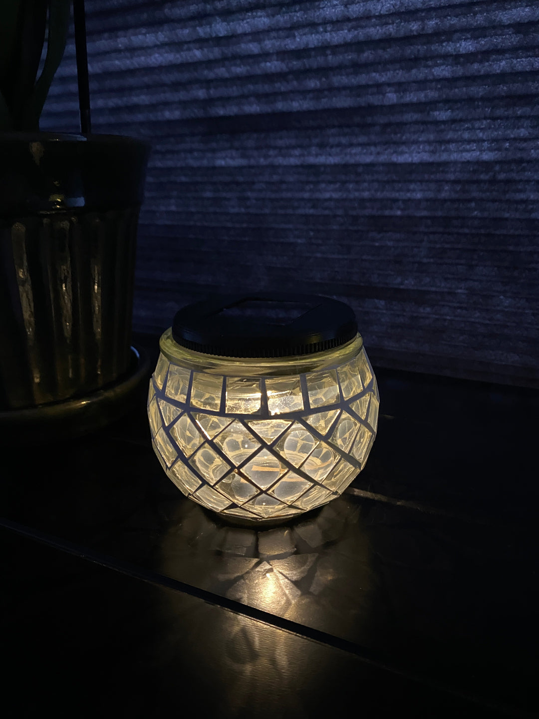 Solcellslampa i mosaik Ø10xH9 cm klar