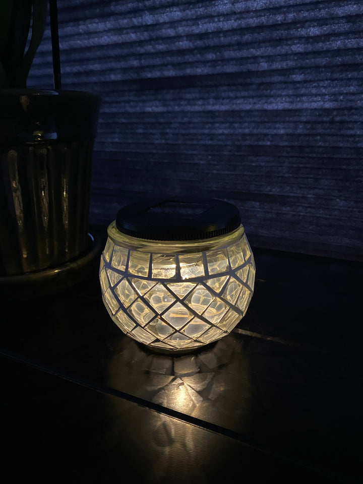 Solcellslampa i mosaik Ø10xH9 cm klar