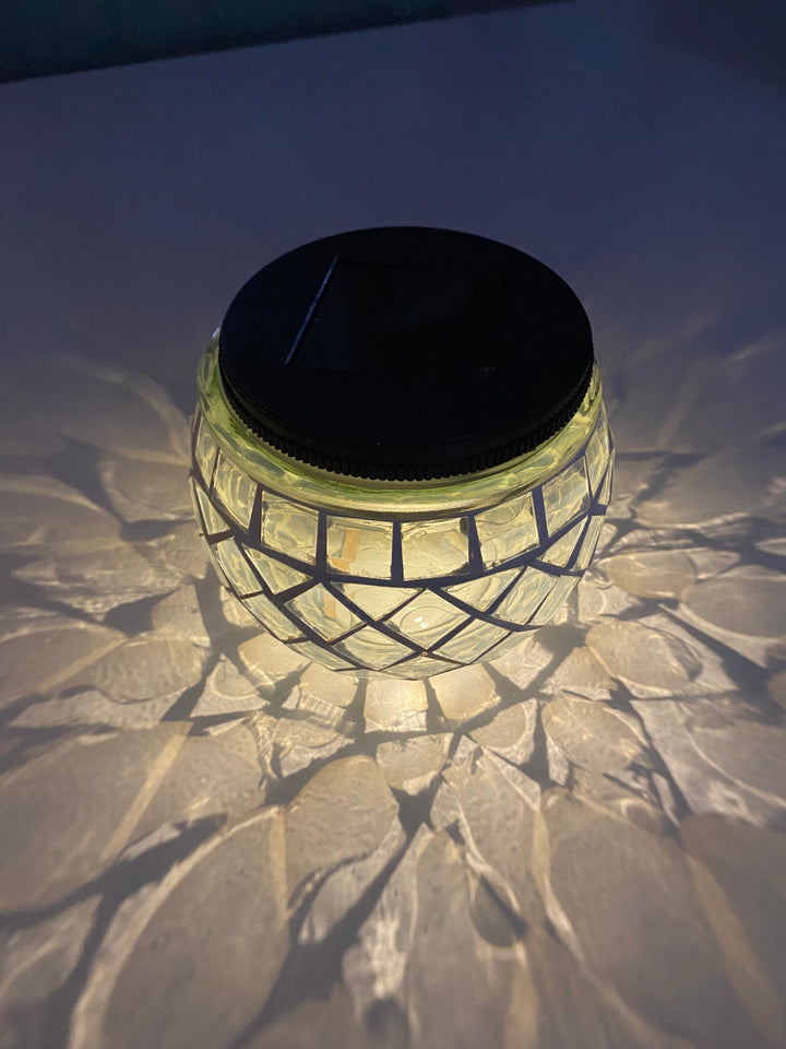Solcellslampa i mosaik Ø10xH9 cm klar