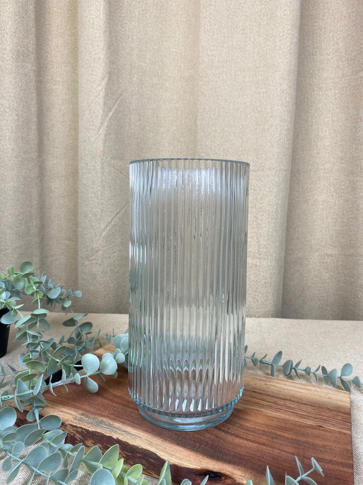 Flora vas - räfflat glas 12x25 cm - 3 ass. färger