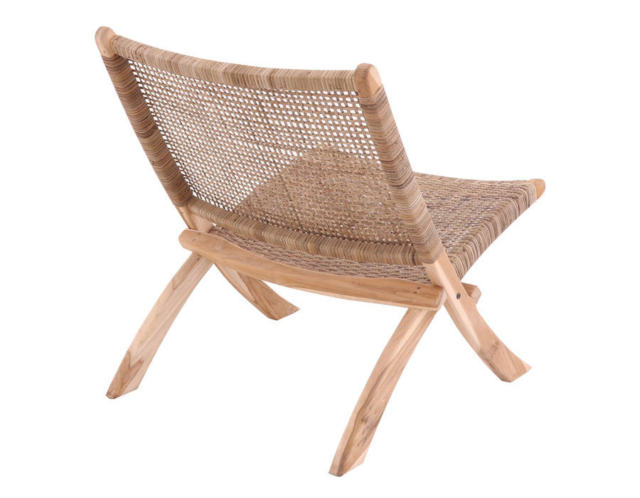 Hopfällbar loungestol 67x75x79 cm inomhus teak/rotting natur