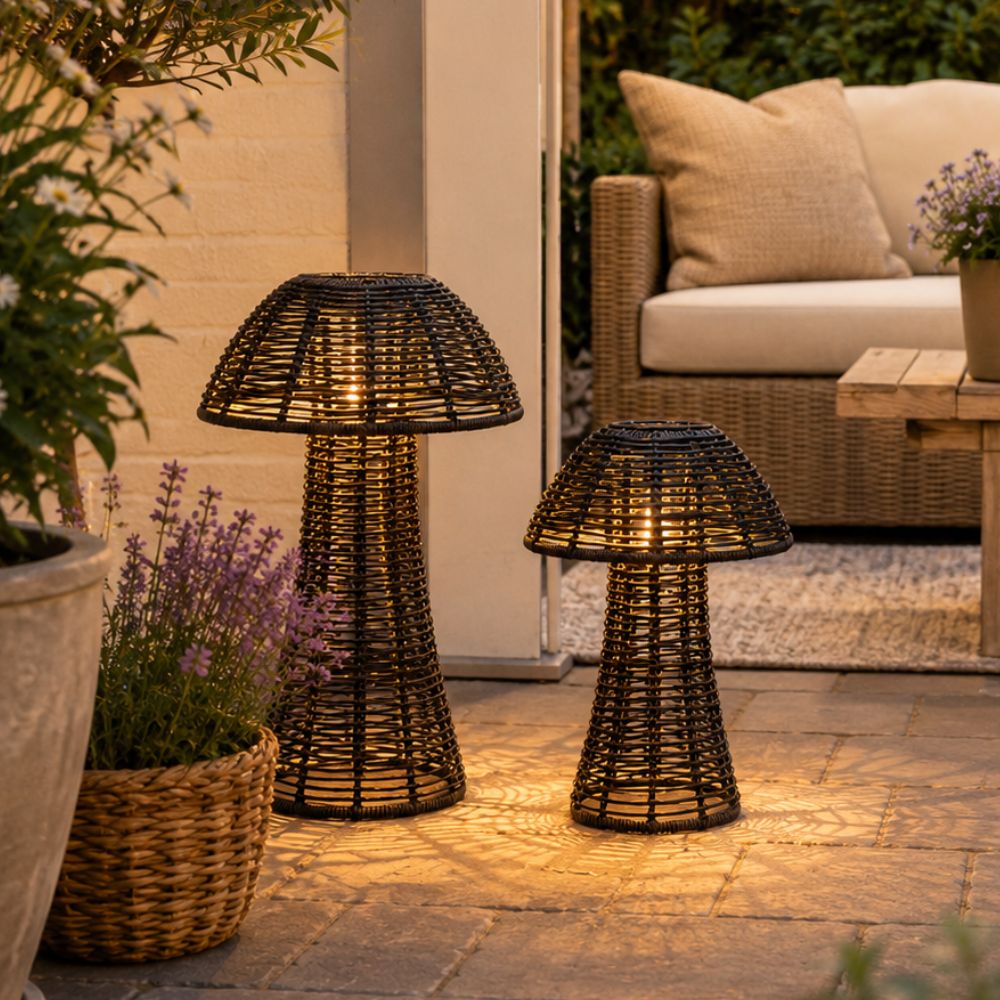 Solcellslyktor 2-pack svamp - svart