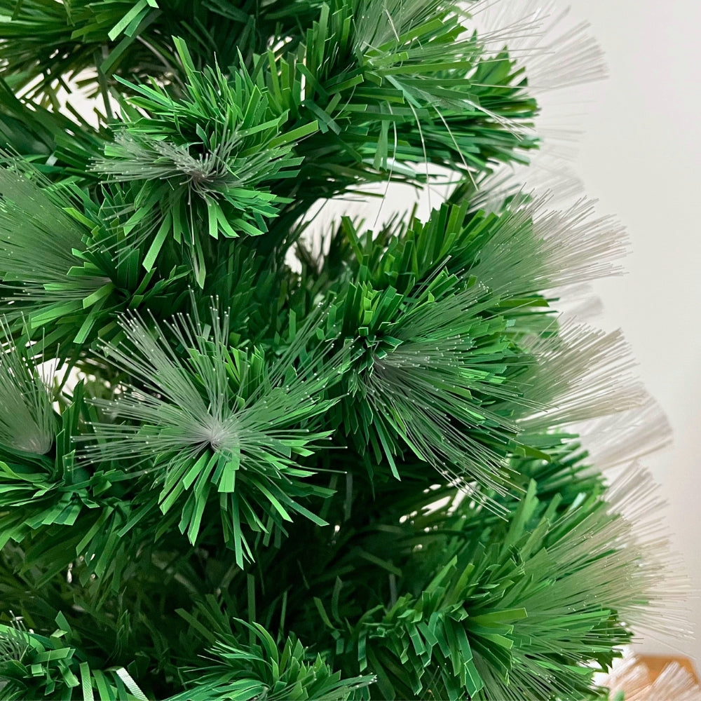 Fiberjulgran - H180 cm 224 LED flerfärgad IP44 grön