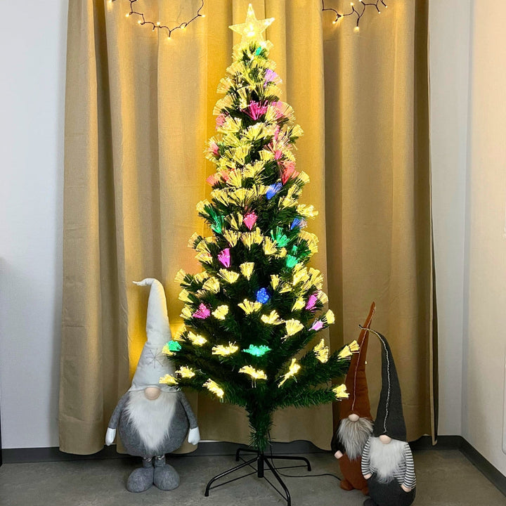 Fiberjulgran - H180 cm 224 LED flerfärgad IP44 grön