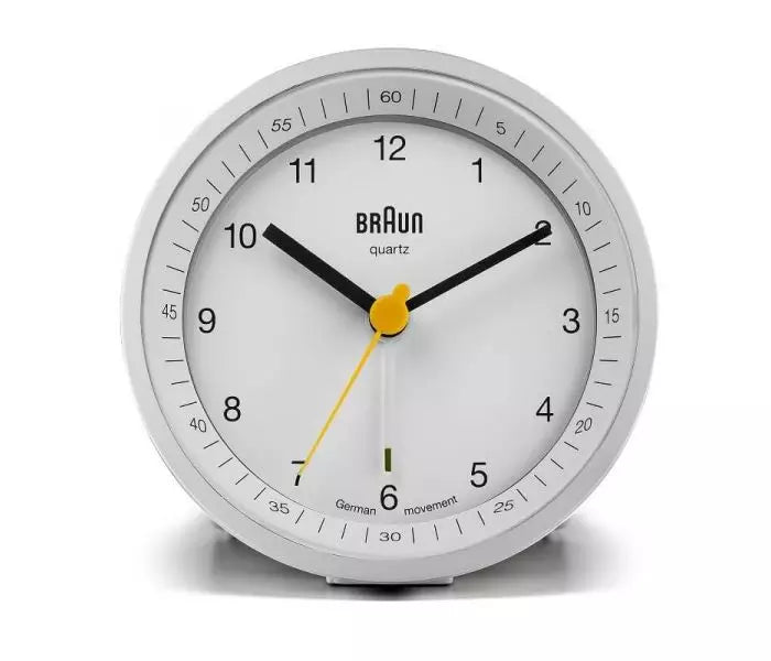 Braun Classic - Väckarklocka BNC007WHWHQ quartz m/snooze inkl. batteri - Vit