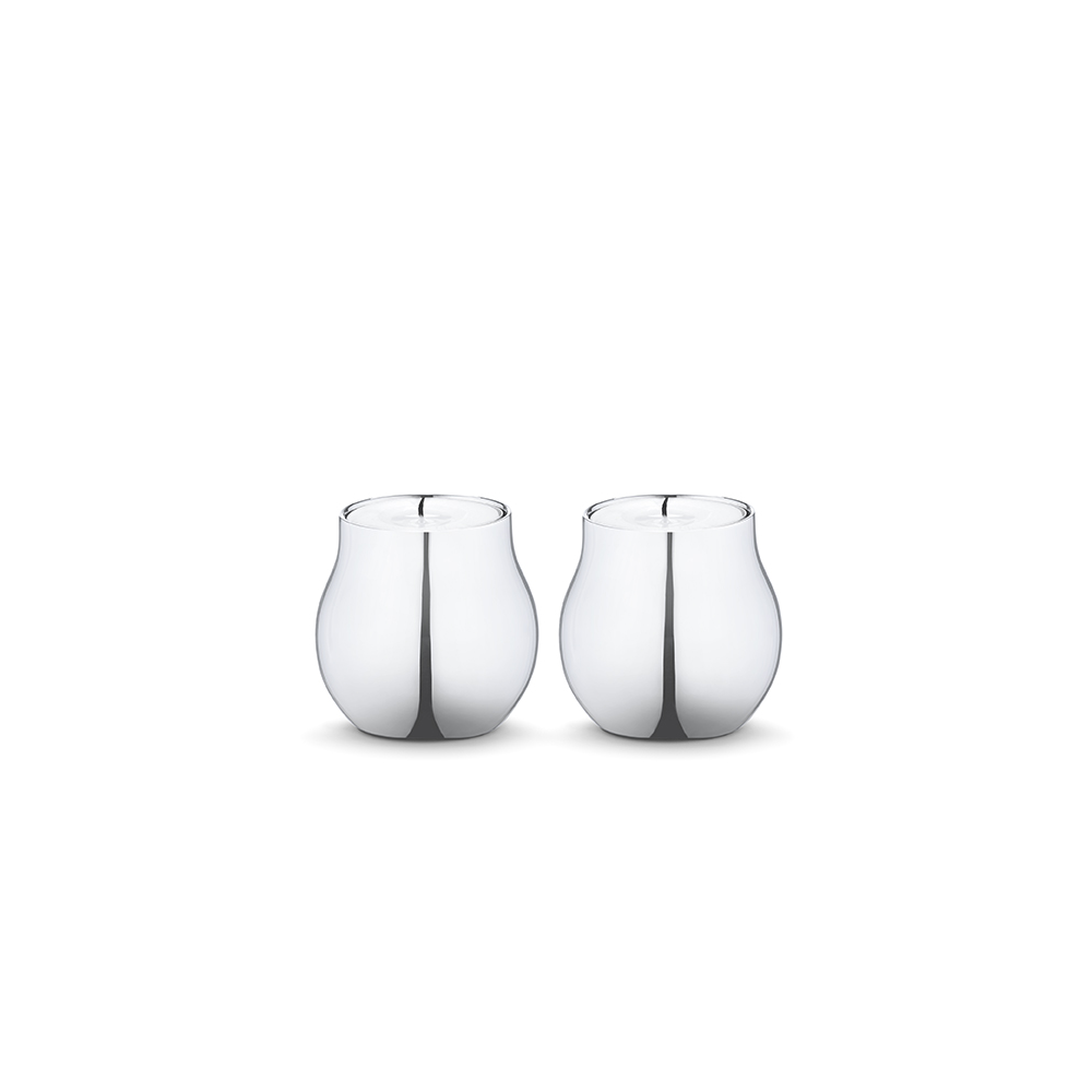 Georg Jensen - Cafu värmeljushållare 2 st. polerat rostfritt stål