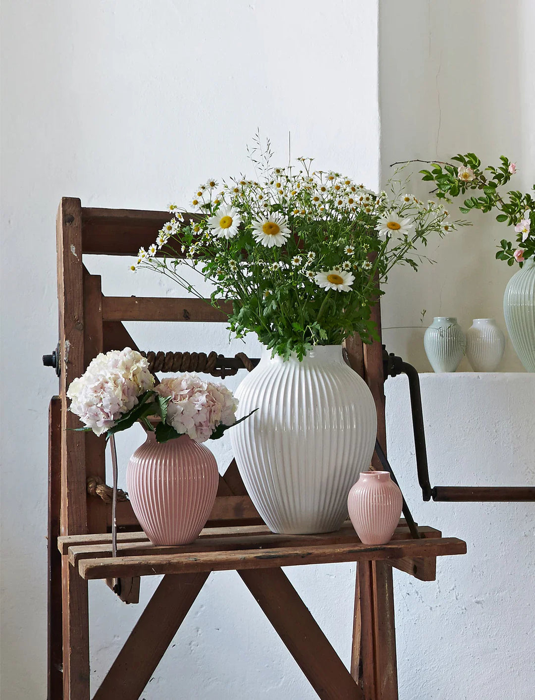 Knabstrup - Vas med spår i vitt 36,5 cm