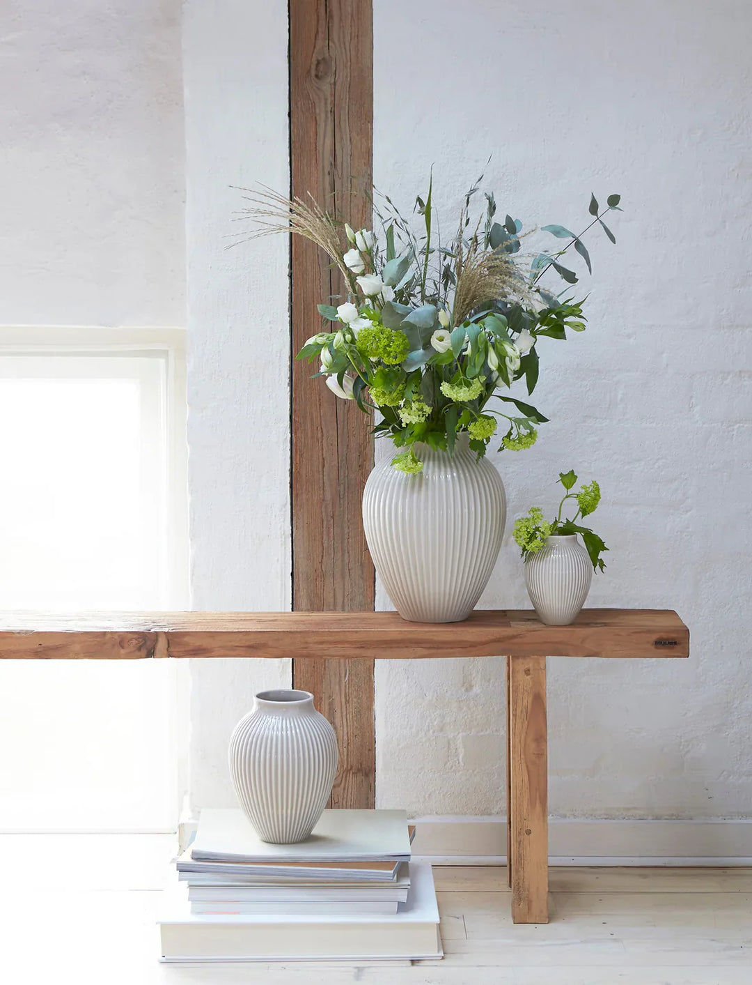 Knabstrup - Vas med spår i vitt 36,5 cm