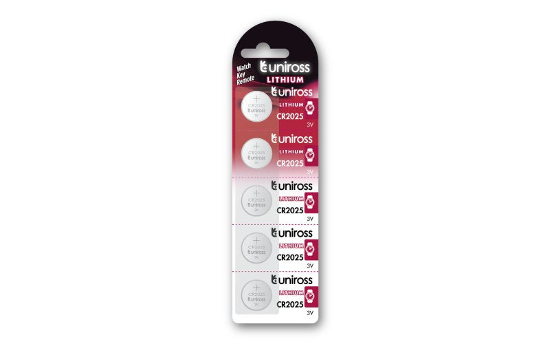 Uniross Litiumknapp CR2025 3V - 5-pack