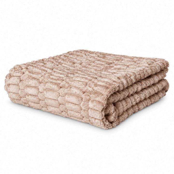 Pled i fuskpäls 130x170 cm taupe