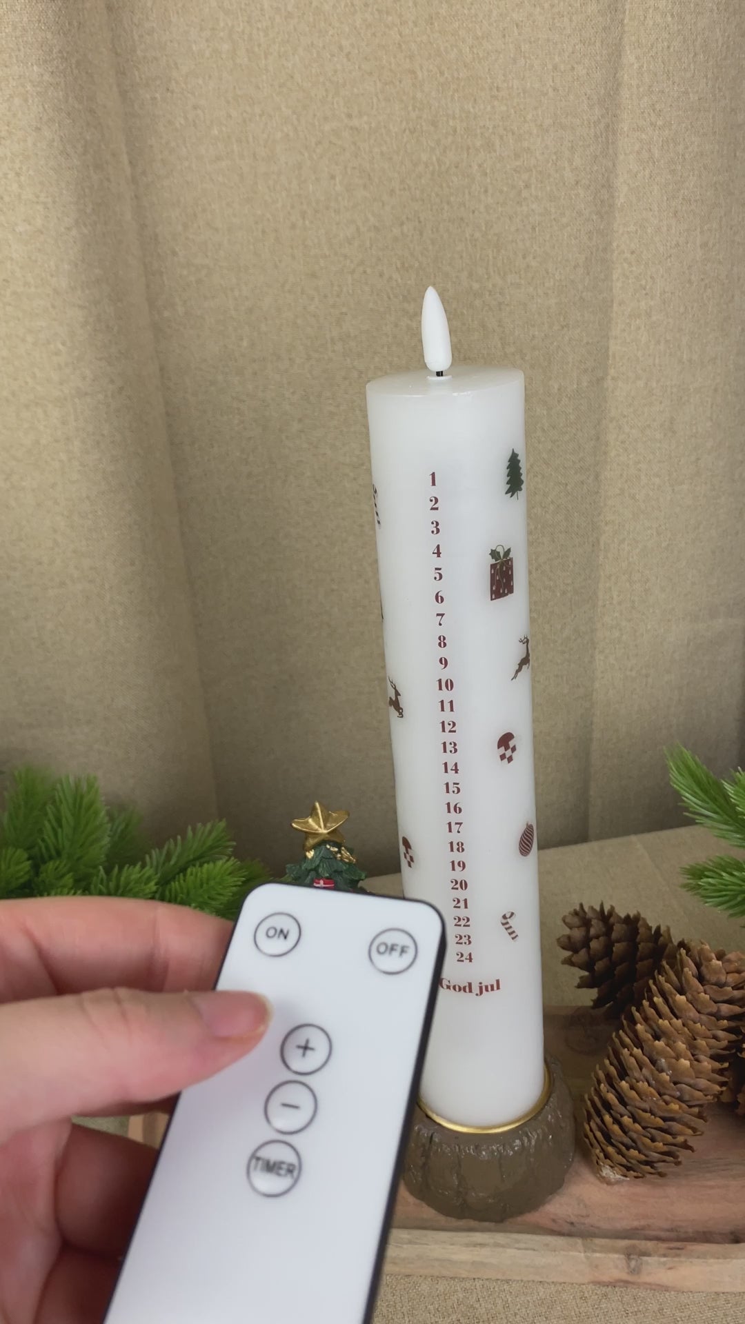 LED-kalenderlampa med julgirlang - med fjärrkontroll