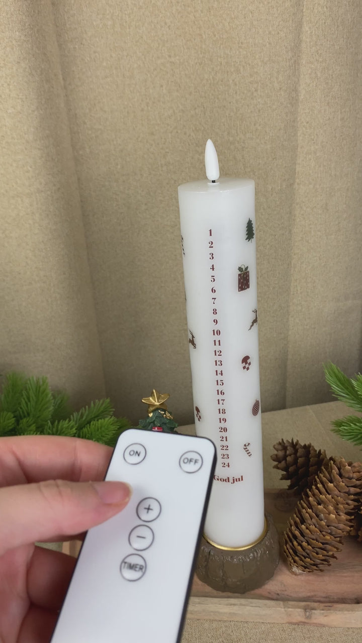 LED-kalenderlampa med julgirlang - med fjärrkontroll