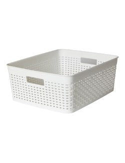 Flätad korg 35x29x13 cm plast vit