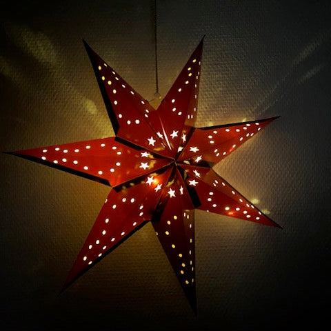 Pappersstjärna 40 cm med 10 LED-batterilåda röd