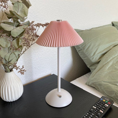 Uppladdningsbar lampa veckad touch H30 cm järnrosa