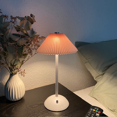 Uppladdningsbar lampa veckad touch H30 cm järnrosa