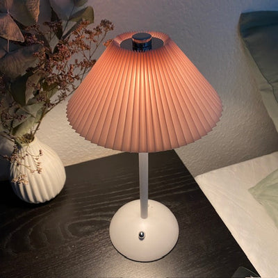 Uppladdningsbar lampa veckad touch H30 cm järnrosa