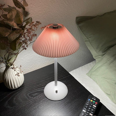 Uppladdningsbar lampa veckad touch H30 cm järnrosa